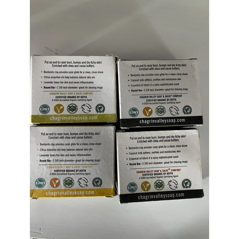 New! Lot Of 4 Chagrin Valley Organic Shave Soap Shaving Lemon Lime Spice